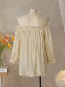 Swim Vcay Women's Solid Color Minimalist Off-Shoulder Cover-Up - Apricot - View 2