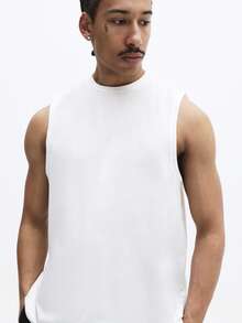 SUMWON Men's Essential Sleeveless Tank Top Crew Neck Regular Fit Basic Casual Summer Tee - White - View 5