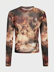 FeverCity Men's Printed Crew Neck Long Sleeve T-Shirt - Multicolor - View 2