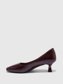 CUCCOO BIZCHIC Women's Elegant Commuting Minimalist Square Toe Pumps Valentine's Day - Burgundy 1 - View 10