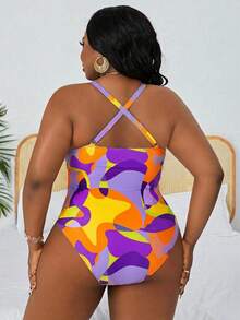 Slaydiva Baju Renang Terusan Motif Abstrak dan Grafiti Warna-warni Terbaru 2026, Ukuran Plus untuk Liburan Pantai Musim Panas - MultiWarna - View 3