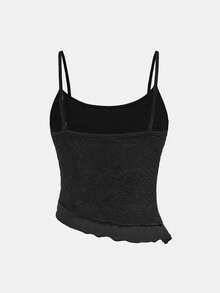 SHEIN Girlism 少女休闲简约舒适不对称下摆背心和美人鱼下摆半身裙套装 - 黑色 - 查看 6
