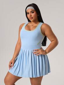 Rhythm Era 大码休闲百搭无袖修身显瘦可拆卸胸带口袋褶皱露背运动连衣裙