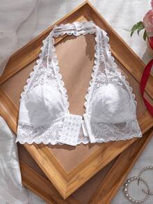 Crystal Vow 1 chiếc áo ngực nữ cài trước, gợi cảm và thoải mái, nội y phối ren, phù hợp cho cô dâu, mặc lót hoặc mặc riêng. - trắng - Xem 3