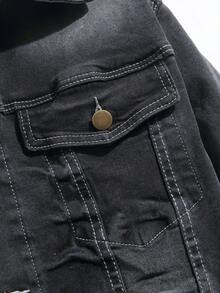 Manfinity Homme Chaqueta vaquera casual y versátil de botones delanteros para hombre - Gris - Ver 6