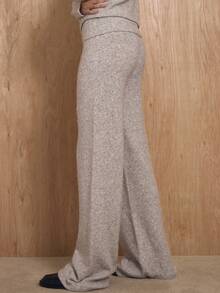 MUSERA Foldover Waist Wide Leg Knit Trouser Coord Trouser Only Winter NewYear Cute Sexy Going Out Evening Party Accented - Grey - View 3