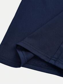 Tween Girls' Casual Contrast Foldover Waist Wide Leg Sweatpants, Spring/Summer Back To School Season - Navy Blue - View 5