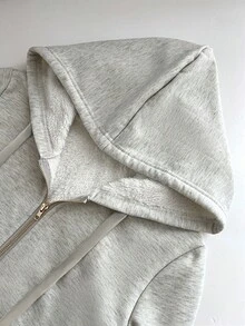 Elamini Fitted Vintage-Style Knit Elastic Hooded Thermal Lined Long Sleeve Pocket Sweatshirt For Women