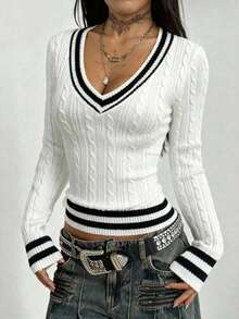 Coolane Women's Collegiate Style Casual Comfortable Sweater, Versatile, Suitable For Outings, Chic, Y2K - Multicolor - View 8