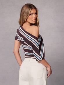 Hauture Women's Casual Striped Short Sleeve T-Shirt - Multicolor - View 2