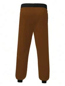 GymBeat Men's Casual Contrast Color Drawstring Waist Jogger Pants - Mustard Yellow - View 2