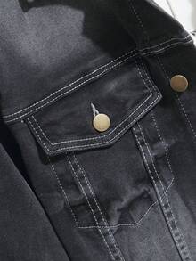 Manfinity Homme Chaqueta vaquera casual y versátil de botones delanteros para hombre - Gris - Ver 3