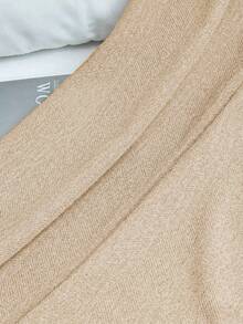 Franclia 女士秋冬人字纹羊毛中长裙，休闲通勤风，高腰开衩设计，厚实面料，宽松显瘦 - 橘色 - 查看 3