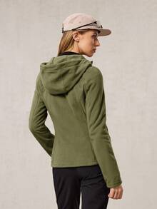 OutZeal Ropa de invierno para mujer, forro polar para acampada y senderismo, camiseta térmica con cremallera para exteriores - Verde militar - Ver 7