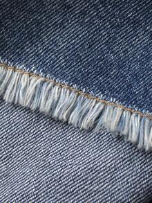 DAZY 女士高腰带口袋毛边休闲短牛仔裙裤 - 中等水洗藍 - 查看 3