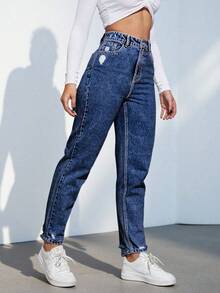 EMERY ROSE Quần dài denim màu trơn thời trang dành cho nữ - Rửa tối - Xem 5
