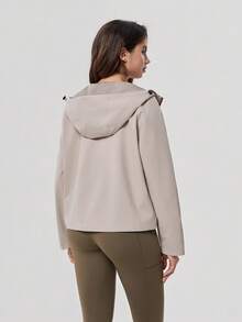 OutZeal Women Outdoor Jacket Camping Hiking Water-Resistant Windproof Loose Fit Hooded Jacket With Pocket - Khaki - View 9