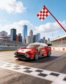Red & White Racing Sports Car Building Blocks (306PCS) - Adjustable Parts & TPR Tyre Kit For Enthusiasts - Multicolor - View 2