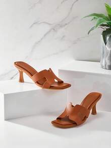 SHUZIA Women's Cut-Out Fashionable Comfortable Slide Heeled Sandals - Maroon - View 1