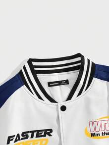 NEON BLANC Chaqueta casual tejida de estilo universitario para hombres - Azul Marino - Ver 3