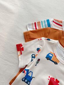 Vintaside Kids Bộ đồ 2 món cho bé trai: Áo thun cổ tròn tay ngắn in hình dễ thương và quần short đa năng. - Nhiều màu - Xem 7