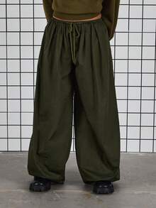 COUREZ Extreme Wide Leg Trousers /Y2K Sping Clothes For Women Baggy Green Trousers Casual Back To School Going Out Outfit Summer Trousers Summer Outfits - Olive Green - View 4