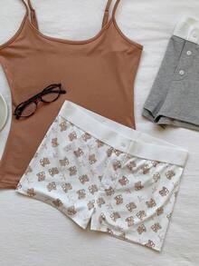 Comfortcana Bộ 2 chiếc quần short mùa hè cài cúc phía trước, in họa tiết dễ thương, kiểu dáng thường ngày. - Nhiều màu - Xem 6