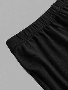SHEIN Bộ đồ thường ngày cho bé gái tuổi teen: Áo trễ vai thắt nơ và quần ống loe màu trơn. - Màu Hồng baby - Xem 10
