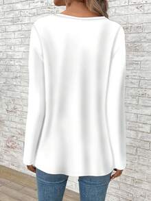 EMERY ROSE Áo thun nữ cỡ lớn tay dài cổ chữ V dáng rộng in họa tiết trái tim, thích hợp cho ngày Valentine. - Nhiều màu - Xem 2