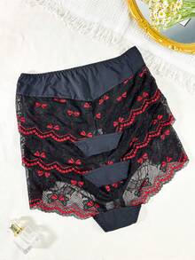 Plus Size Women Lace Patchwork Sexy & Comfortable Panties - Multicolor - View 2