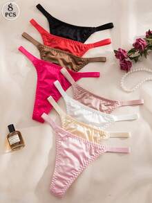 DesireSculpt 8件套女士舒适内裤，休闲多色丁字裤，弹力面料 - 彩色 - 查看 5