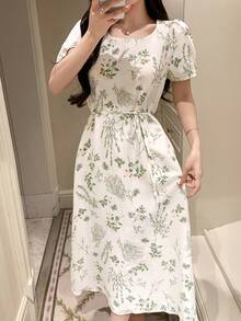 DAZY Women's Mid-Length Floral Print Nightgown, Spring/Summer - White - View 4