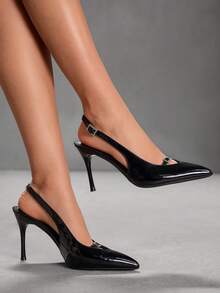 CUCCOO SZL Women's Pointed Toe Buckle Design Everyday Versatile Fashion High Heels - Black - View 3