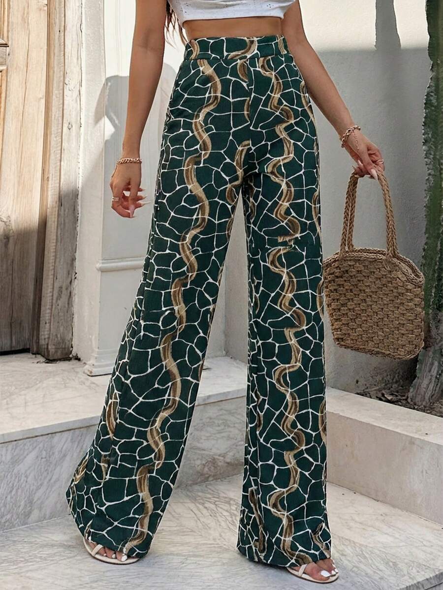 EURMUSE Women Boho Style Vacation Pants, Spring, Summer - Multicolor - View 1