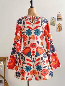 Soleia 大码女士度假网纱印花连体裤 - 彩色 - 查看 3