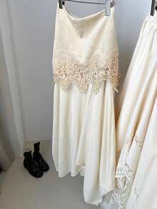 Serisse Chân váy ren vá thanh lịch dành cho nữ - Màu be - Xem 8