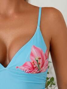 Swim Vcay Women's Floral Print Casual Jumpsuit - Baby Blue - View 3