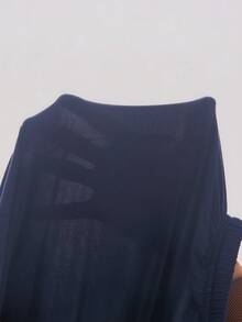 SHEIN 女士纯色长袖修身上衣和裤子睡衣套装 - 藏蓝色 - 查看 6