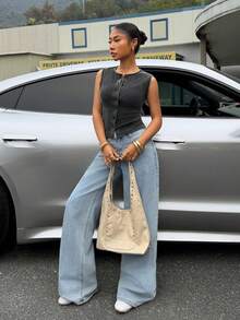 Muchica Black Knit Casual Versatile Everyday Sleeveless Fitted Tank Top - Black - View 4