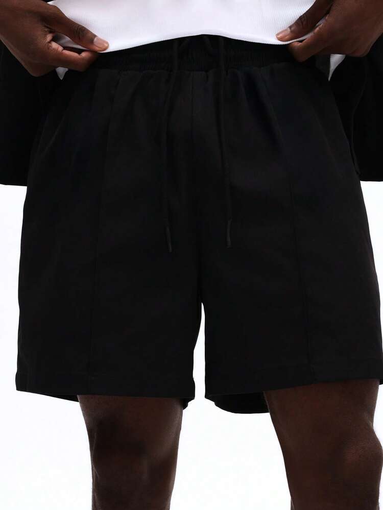 Black Short Sleeve Shirt And Shorts Set