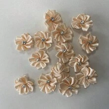 30Pcs/Set Solid Color Garment Decoration Excipient, Cute Fabric Rhinestone Decor Flower Design DIY Jewelry Accessory For Sewing - Beige - View 1