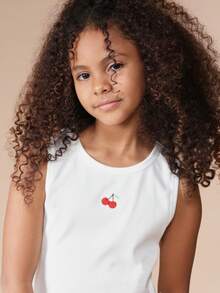 SUMWON Tween Cherry Print Tank Top And Sequin Wide Leg Pants Two Piece Summer Co Ord Set Casual Outfit - White - View 5