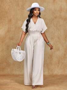 Brilight Women's Summer Sexy And Elegant Linen Two-Piece Set, South African Style Clothing, Suitable For Parties And Dates. V-Neck, Slim Fit Design, Leisure Vacation Y2K Party Style, Retro Fashion And Minimalist Style. New Product Launch. Multi-Purpose. Slim Fit Design. Suitable For Halloween Activities, Women's Beachwear, Women's Leisure Suits - Apricot - View 5