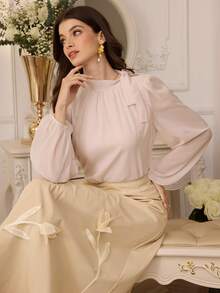 Modelyn Fashionable New 3D Floral Romantic Casual Women Skirt - Khaki - View 3