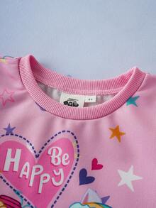 SHEIN | PAW Patrol Young Girl Cute Casual Puppy & Star Print Loose Fit Crew Neck Long Sleeve Knit Sweatshirt - Pink - View 6
