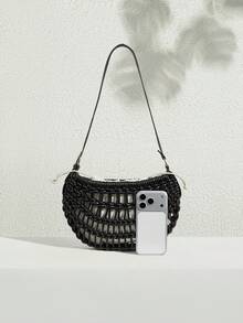 SHECARRY 女士单肩包，适合日常通勤、旅行、购物、散步 - 黑色 - 查看 4