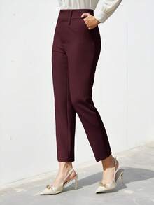 Aveloria Modichic Women's Solid Color Simple Daily Suit Pants  - Red - View 3