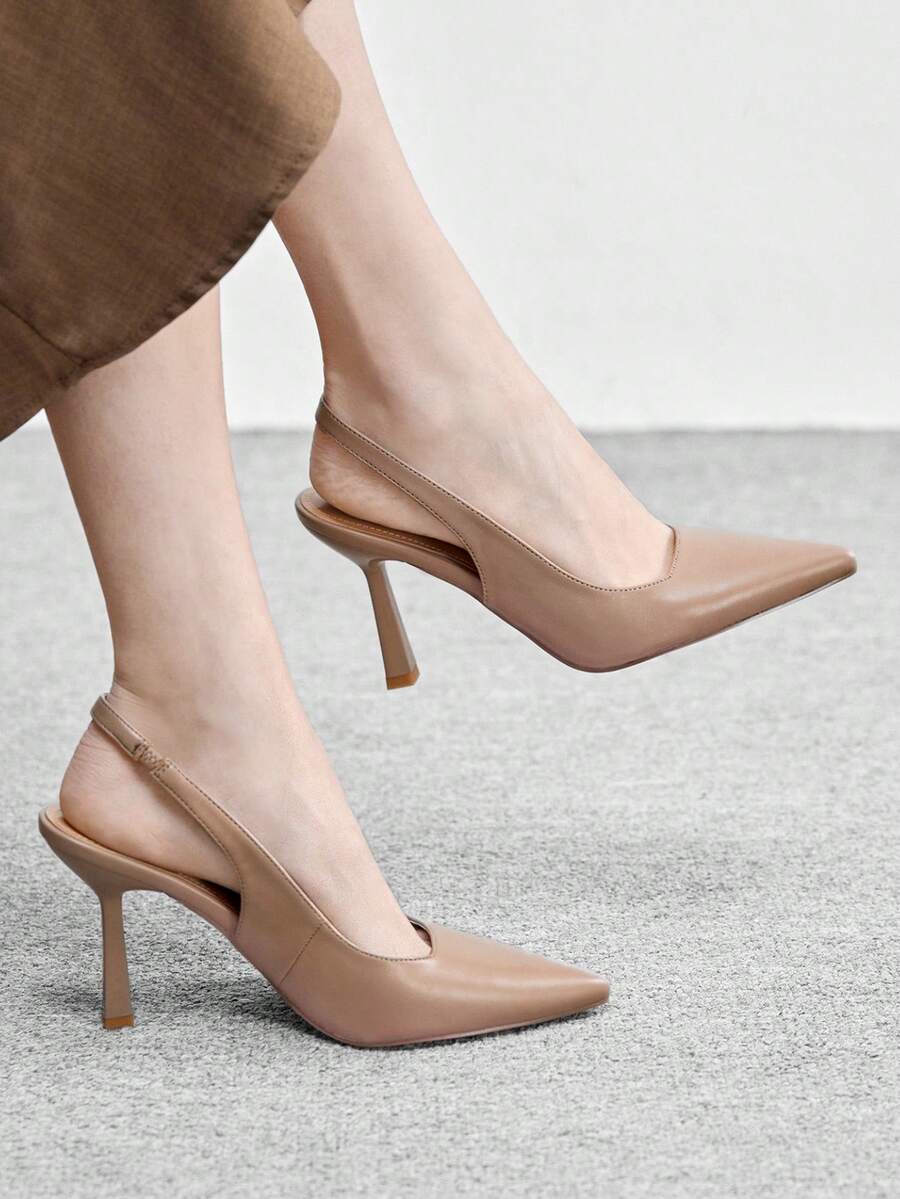 CUCCOO BIZCHIC Pointed Toe Open-Back Pumps High Heels, Casual Spring Shoes Spring Break Easter For Christmas Spring Shoes - Maroon - View 1