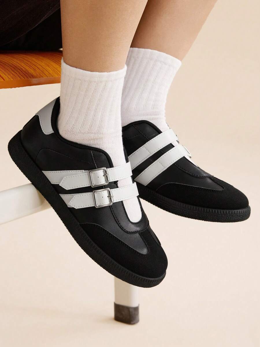 CUCCOO EASI Women's Casual Hook And Loop Strap Sneakers, Fashion Versatile Minimalist Trainers - Black - View 1