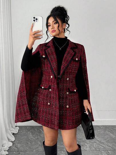 Elenzga Plus Size Women Elegant Shawl Collar Long Sleeve Decorative PU Outerwear Jacket, Autumn/Winter Romwe Women Plus